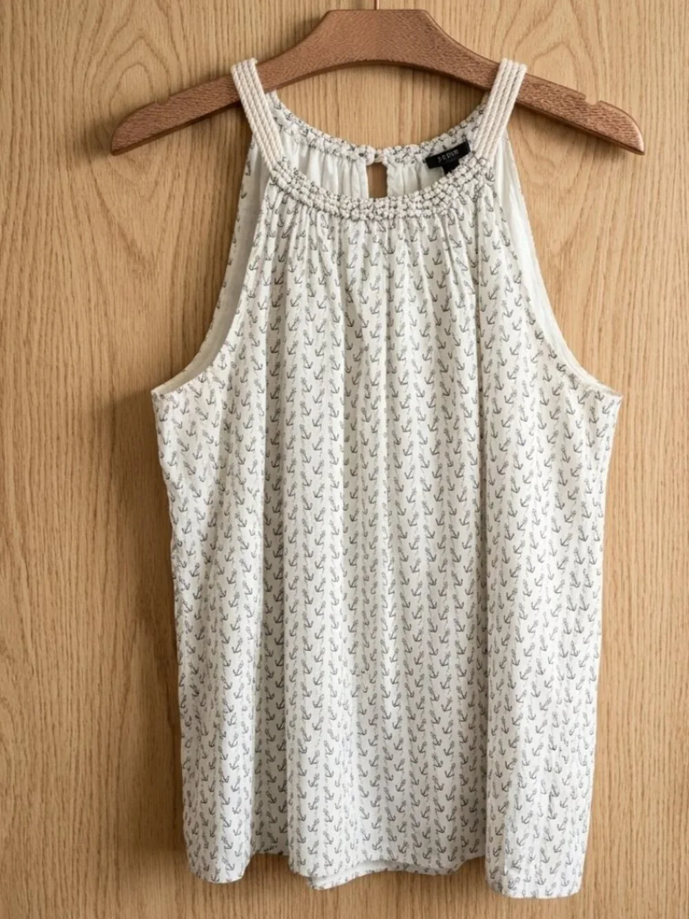 J. crew Anchor Print Halter Blouse Rope Strap Neckline